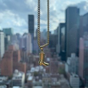 Gold cowboy boot necklace 14k gold plated
